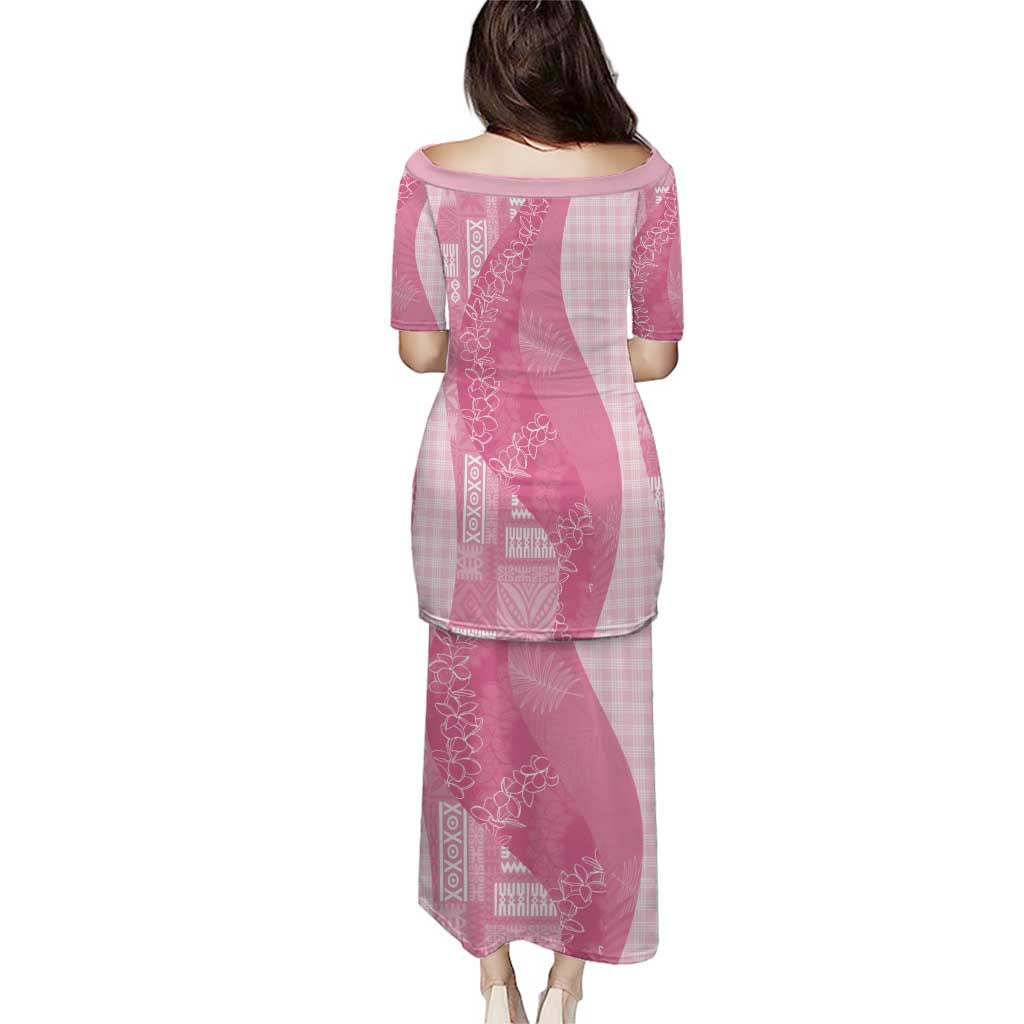 Polynesian Tribal Pattern Patchwork Picturesque Puletasi Rose Pink LT7 - Polynesian Pride