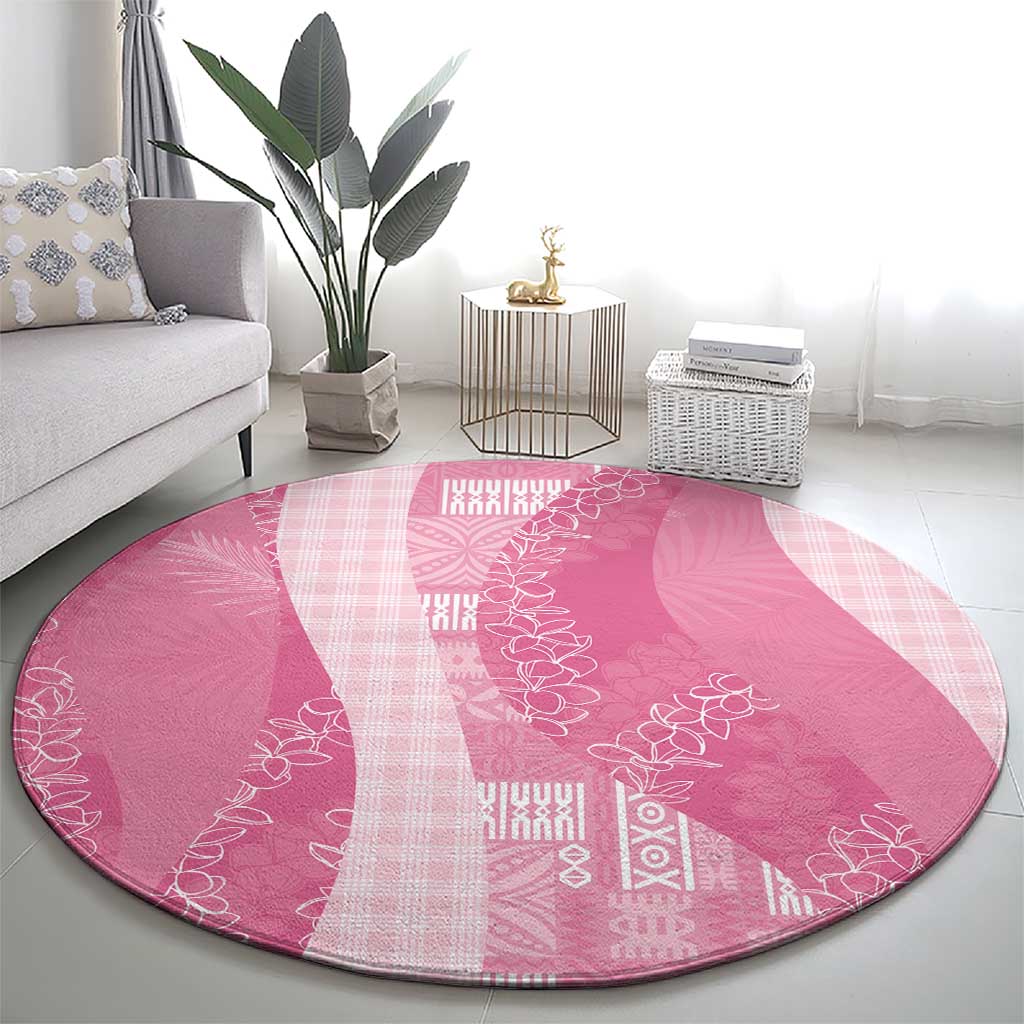 Polynesian Tribal Pattern Patchwork Picturesque Round Carpet Rose Pink LT7 - Polynesian Pride