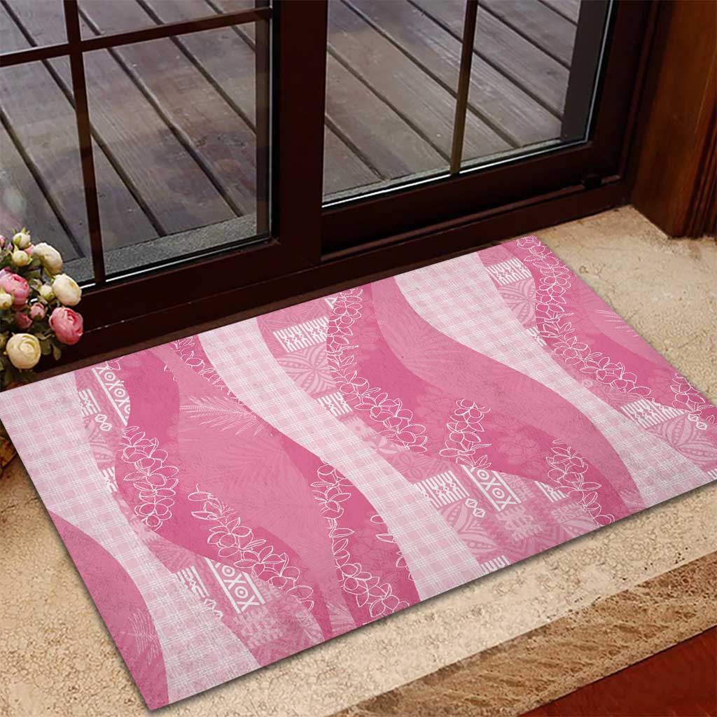 Polynesian Tribal Pattern Patchwork Picturesque Rubber Doormat Rose Pink LT7 - Polynesian Pride