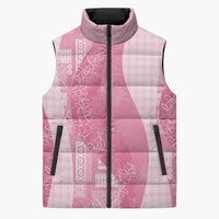 Polynesian Tribal Pattern Patchwork Picturesque Sleeveless Puffer Jacket Rose Pink LT7 Unisex Rose Pink - Polynesian Pride