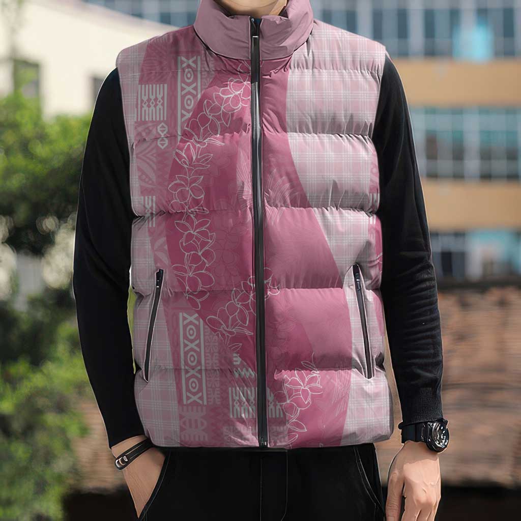 Polynesian Tribal Pattern Patchwork Picturesque Sleeveless Puffer Jacket Rose Pink LT7 - Polynesian Pride