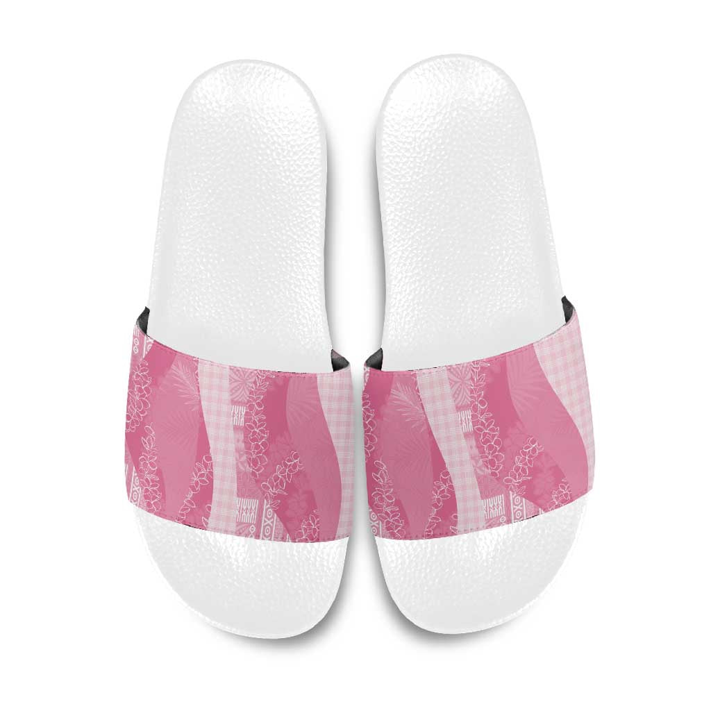 Polynesian Tribal Pattern Patchwork Picturesque Slide Sandals Rose Pink LT7 Rose Pink - Polynesian Pride