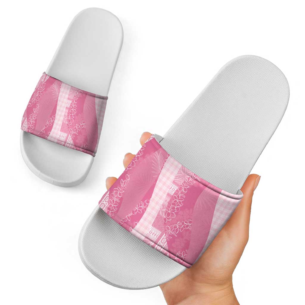 Polynesian Tribal Pattern Patchwork Picturesque Slide Sandals Rose Pink LT7 - Polynesian Pride