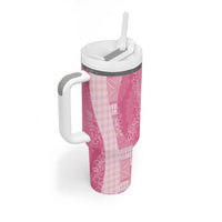 Polynesian Tribal Pattern Patchwork Picturesque Tumbler With Handle Rose Pink LT7 - Polynesian Pride