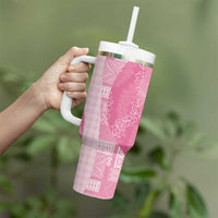 Polynesian Tribal Pattern Patchwork Picturesque Tumbler With Handle Rose Pink LT7 - Polynesian Pride