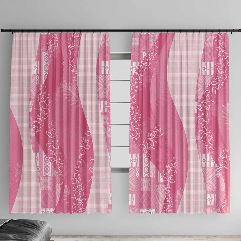 Polynesian Tribal Pattern Patchwork Picturesque Window Curtain Rose Pink LT7 With Hooks Rose Pink - Polynesian Pride
