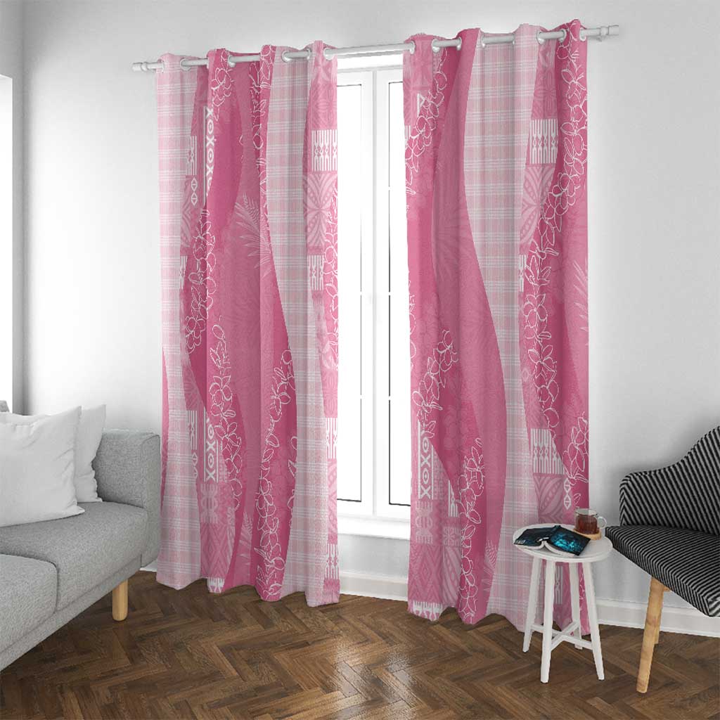 Polynesian Tribal Pattern Patchwork Picturesque Window Curtain Rose Pink LT7 With Grommets Rose Pink - Polynesian Pride