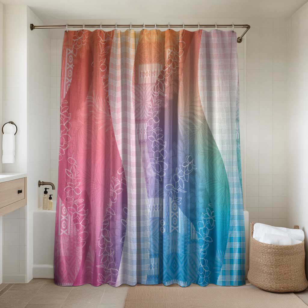 Polynesian Tribal Pattern Patchwork Picturesque Bathroom Set Holographic LT7 Shower Curtain Only Holographic - Polynesian Pride