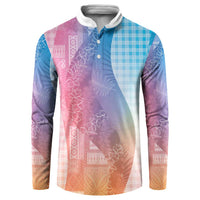 Polynesian Tribal Pattern Patchwork Picturesque Button Sweatshirt Holographic LT7 Holographic - Polynesian Pride