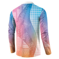 Polynesian Tribal Pattern Patchwork Picturesque Button Sweatshirt Holographic LT7 - Polynesian Pride