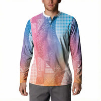 Polynesian Tribal Pattern Patchwork Picturesque Button Sweatshirt Holographic LT7 - Polynesian Pride