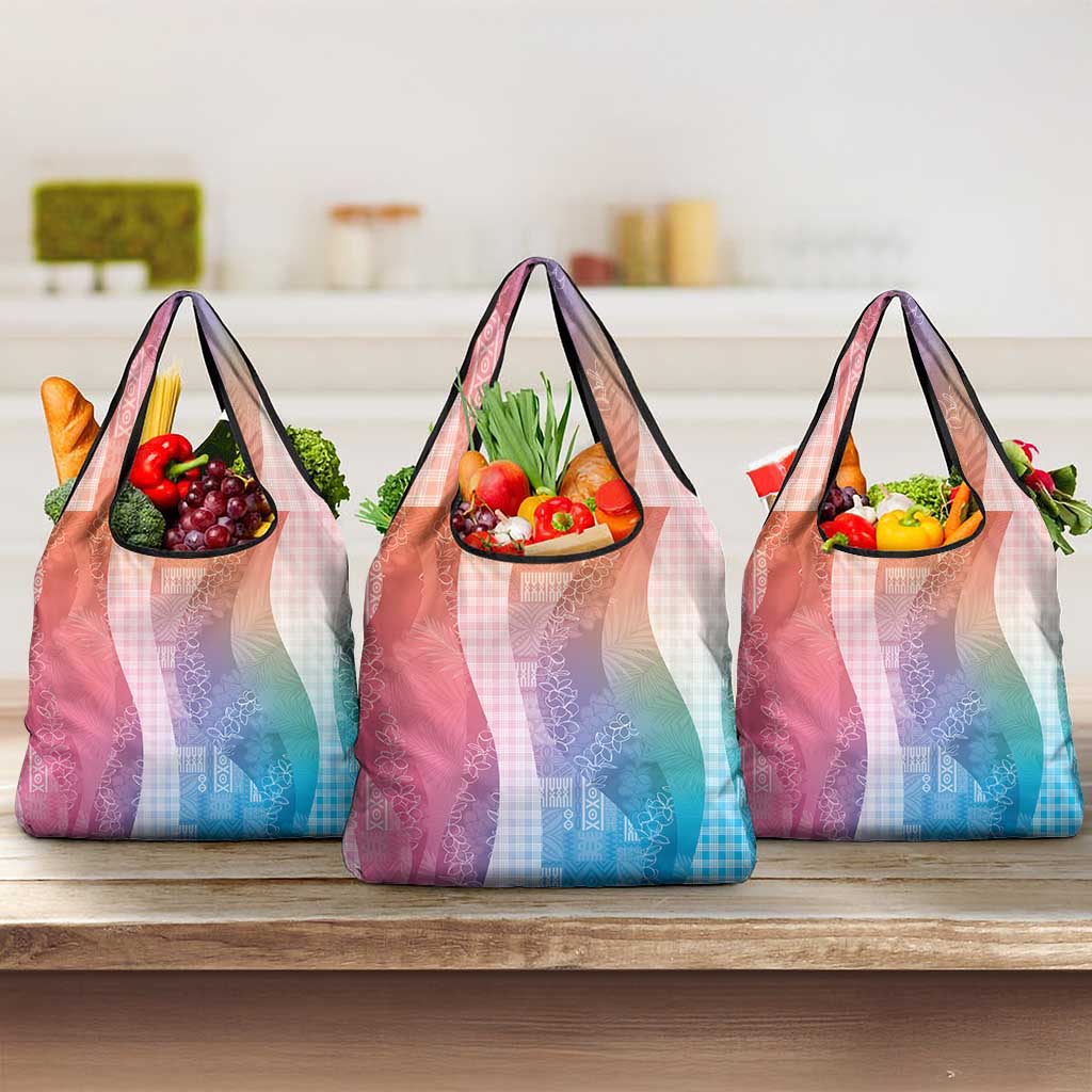 Polynesian Tribal Pattern Patchwork Picturesque Grocery Bag Holographic LT7 3-pack One Size Holographic - Polynesian Pride