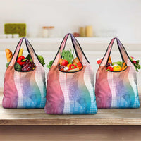 Polynesian Tribal Pattern Patchwork Picturesque Grocery Bag Holographic LT7 3-pack One Size Holographic - Polynesian Pride