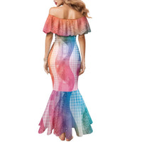 Polynesian Tribal Pattern Patchwork Picturesque Mermaid Dress Holographic LT7 - Polynesian Pride