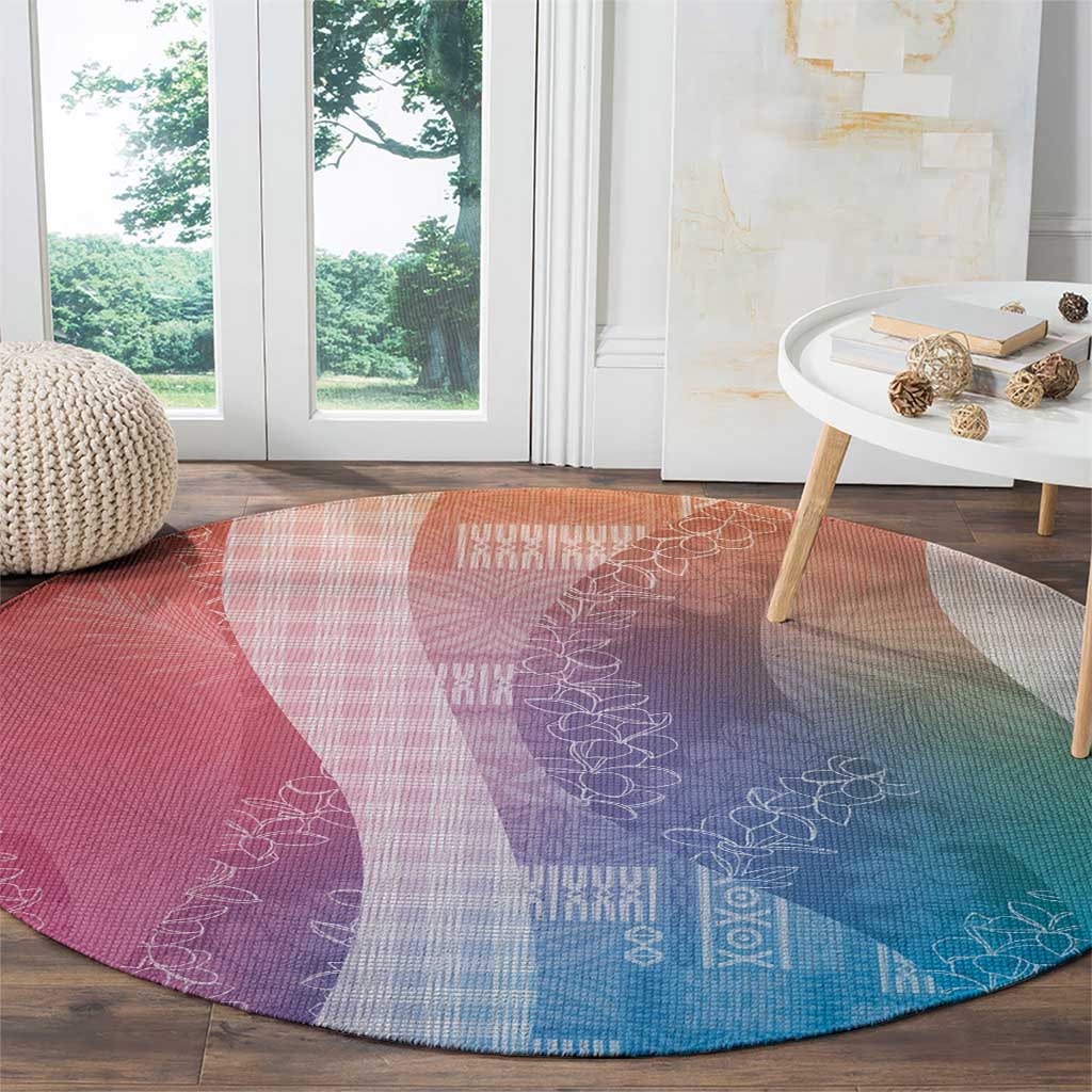 Polynesian Tribal Pattern Patchwork Picturesque Round Carpet Holographic LT7 - Polynesian Pride