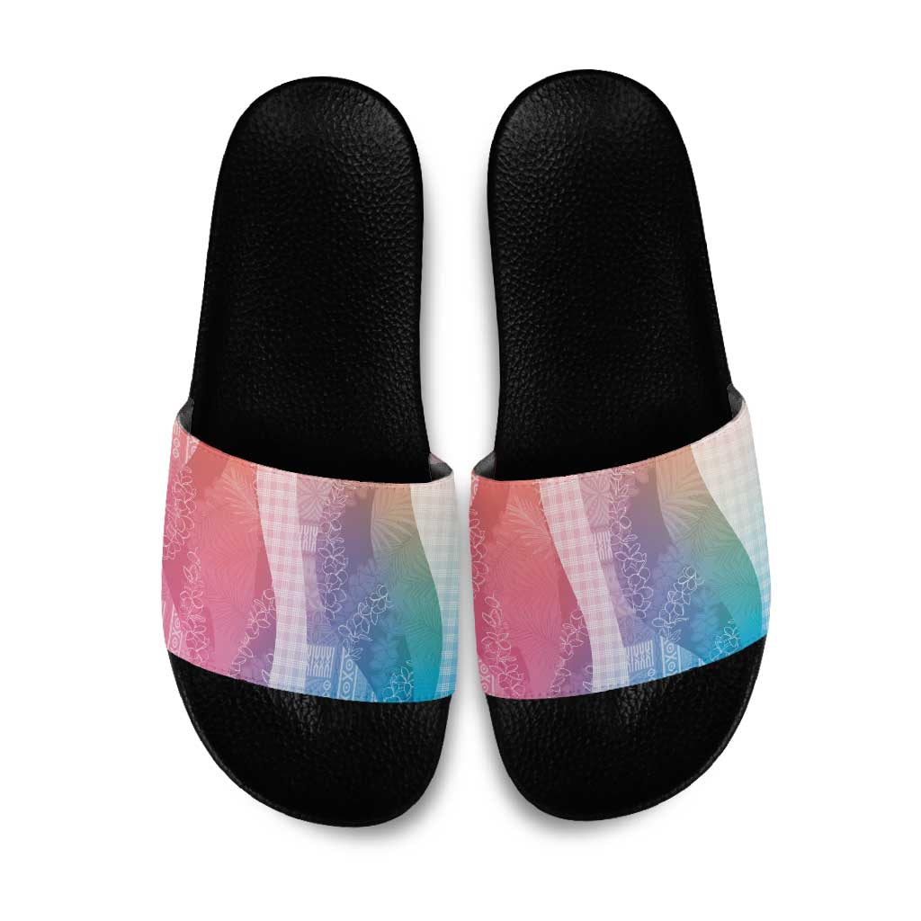 Polynesian Tribal Pattern Patchwork Picturesque Slide Sandals Holographic LT7 Holographic - Polynesian Pride
