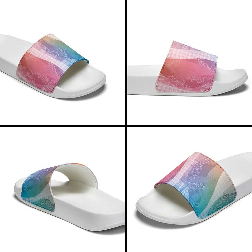 Polynesian Tribal Pattern Patchwork Picturesque Slide Sandals Holographic LT7 - Polynesian Pride
