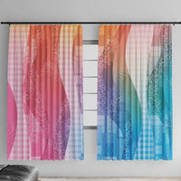 Polynesian Tribal Pattern Patchwork Picturesque Window Curtain Holographic LT7 With Hooks Holographic - Polynesian Pride
