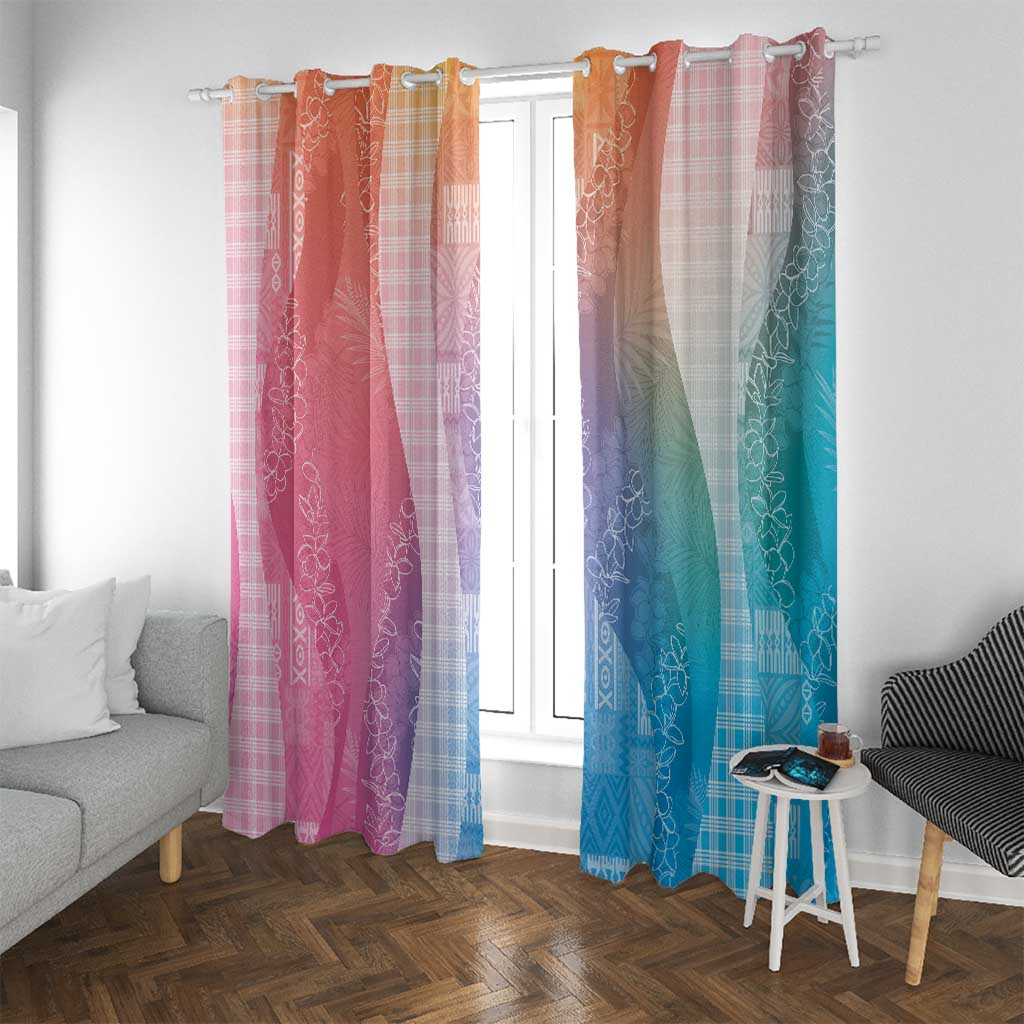 Polynesian Tribal Pattern Patchwork Picturesque Window Curtain Holographic LT7 With Grommets Holographic - Polynesian Pride