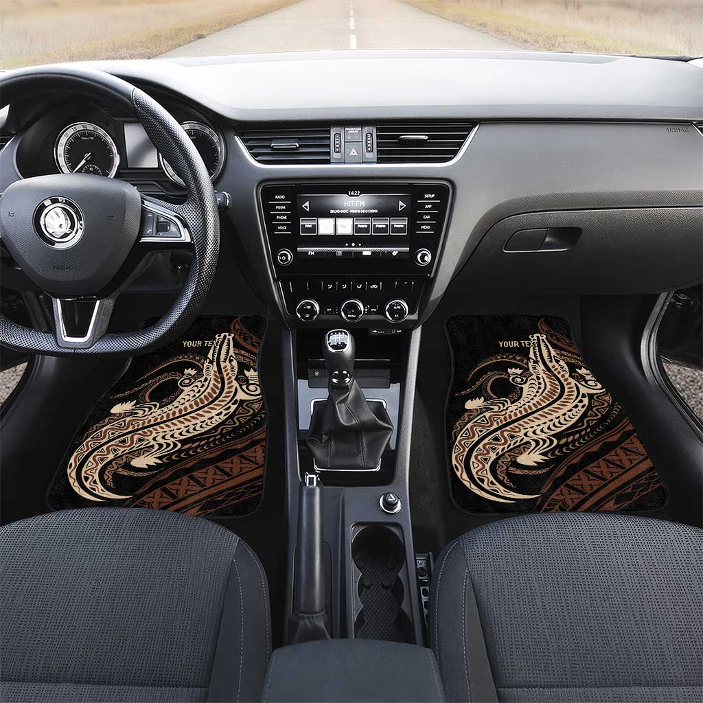 Personalized Solomon Islands Crocodile Car Mats Hapi Isles - Independence Anniversary LT7 Set 2pcs - Front Brown - Polynesian Pride