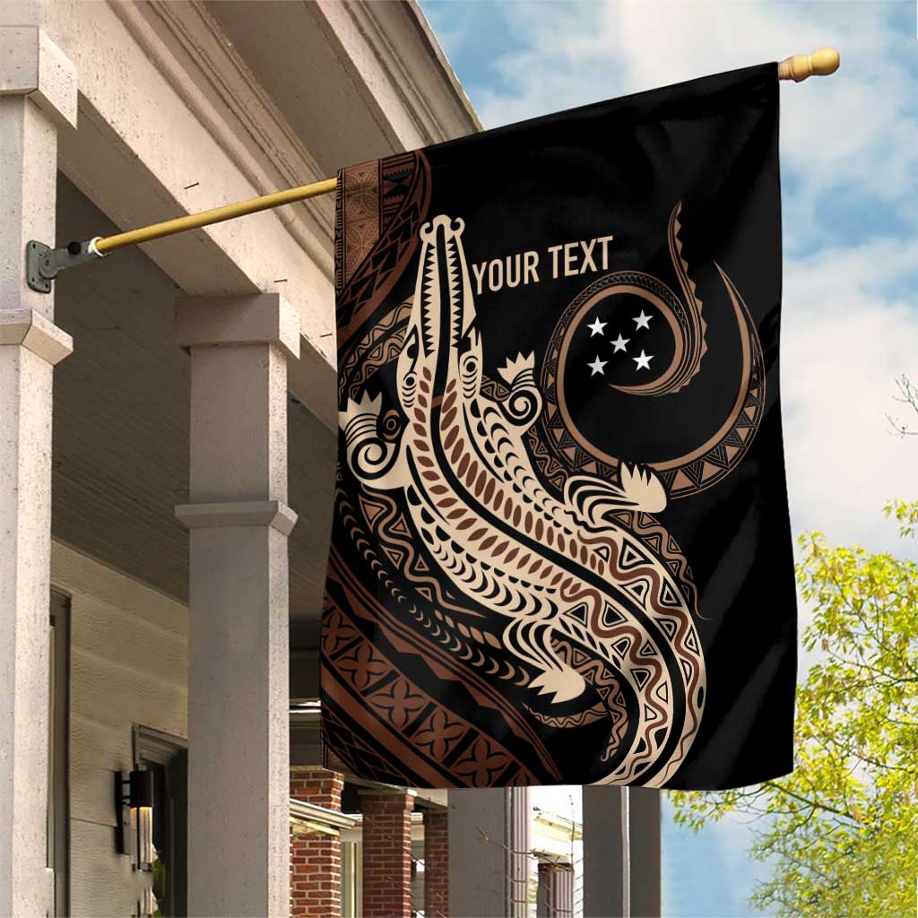 Personalized Solomon Islands Crocodile Garden Flag Hapi Isles - Independence Anniversary LT7 House Flag Brown - Polynesian Pride
