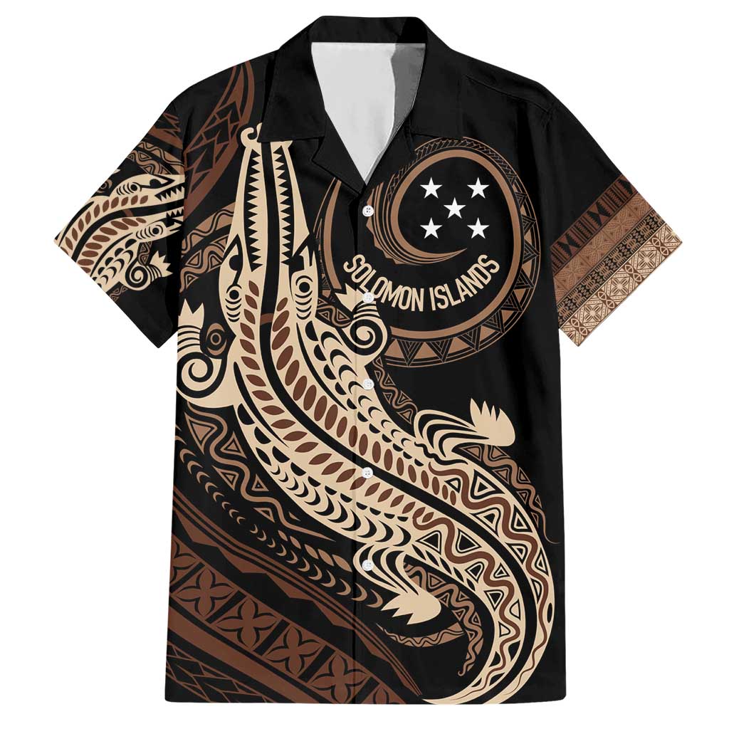 Personalized Solomon Islands Crocodile Hawaiian Shirt Hapi Isles - Independence Anniversary LT7 Brown - Polynesian Pride