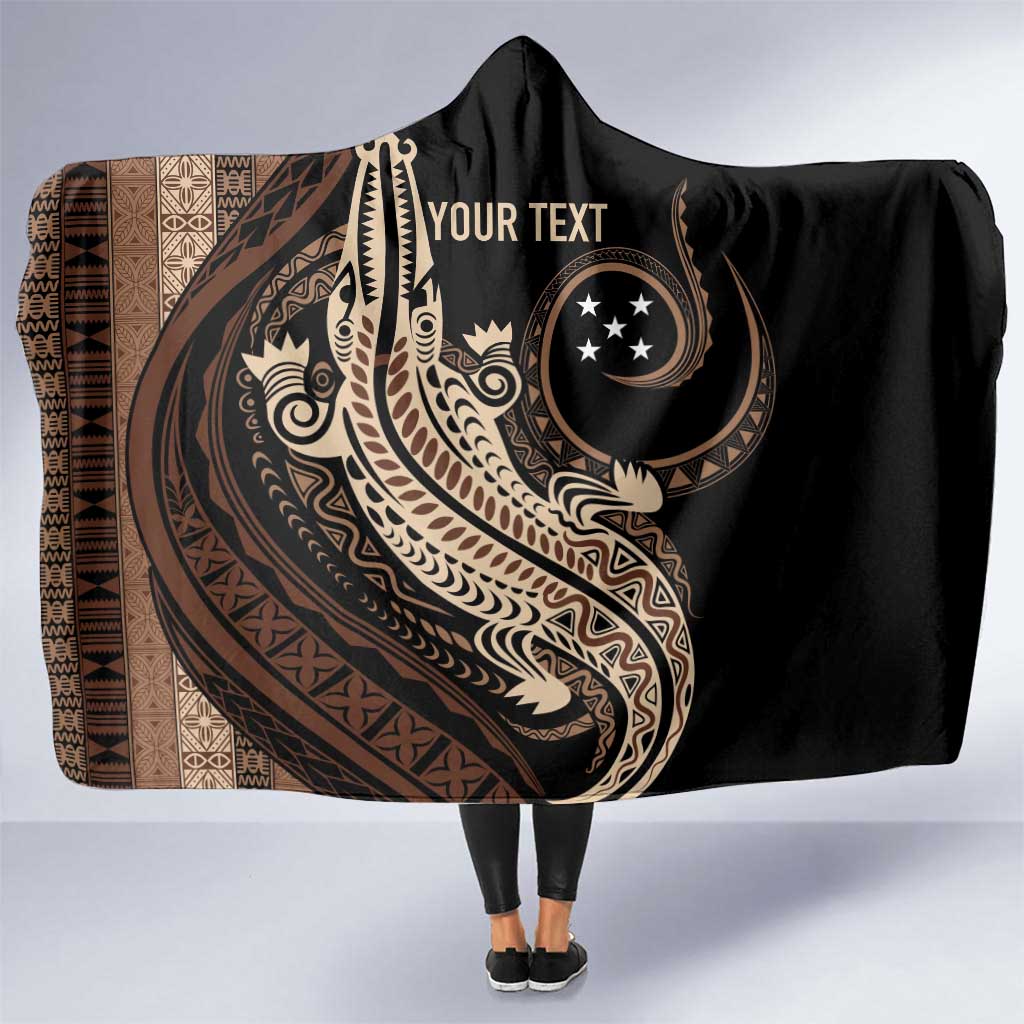 Personalized Solomon Islands Crocodile Hooded Blanket Hapi Isles - Independence Anniversary LT7 One Size Brown - Polynesian Pride