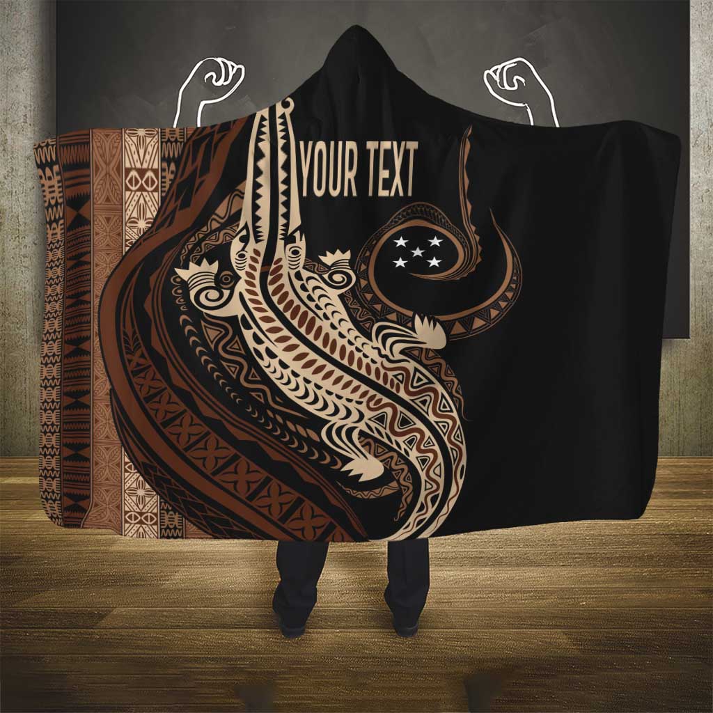 Personalized Solomon Islands Crocodile Hooded Blanket Hapi Isles - Independence Anniversary LT7 - Polynesian Pride