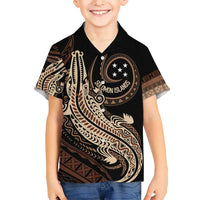 Personalized Solomon Islands Crocodile Kid Hawaiian Shirt Hapi Isles - Independence Anniversary LT7 Kid Brown - Polynesian Pride