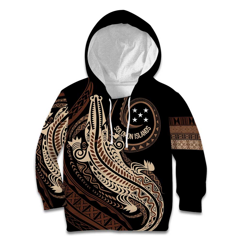 Personalized Solomon Islands Crocodile Kid Hoodie Hapi Isles - Independence Anniversary LT7 Hoodie Brown - Polynesian Pride