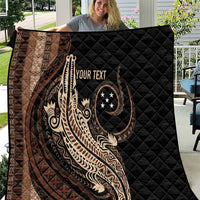 Personalized Solomon Islands Crocodile Quilt Hapi Isles - Independence Anniversary LT7 Brown - Polynesian Pride
