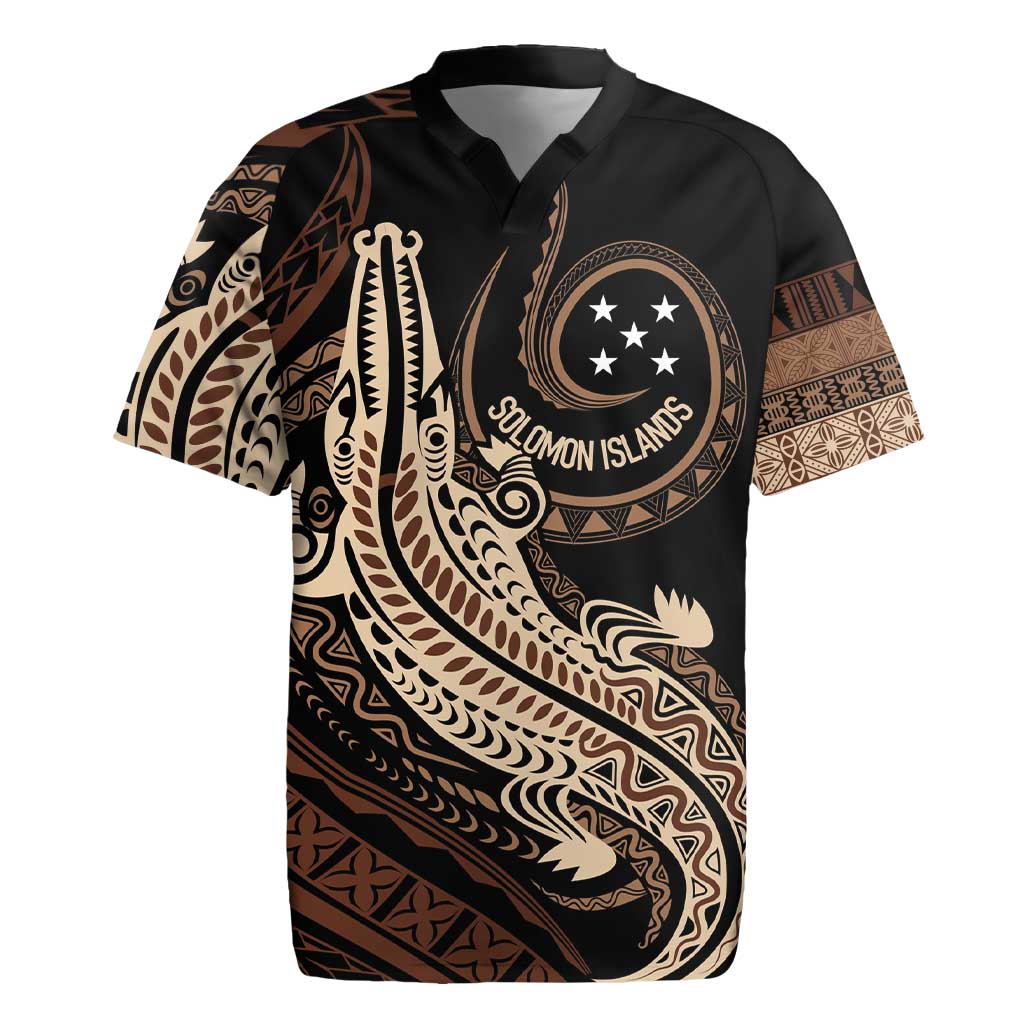 Personalized Solomon Islands Crocodile Rugby Jersey Hapi Isles - Independence Anniversary LT7 Brown - Polynesian Pride