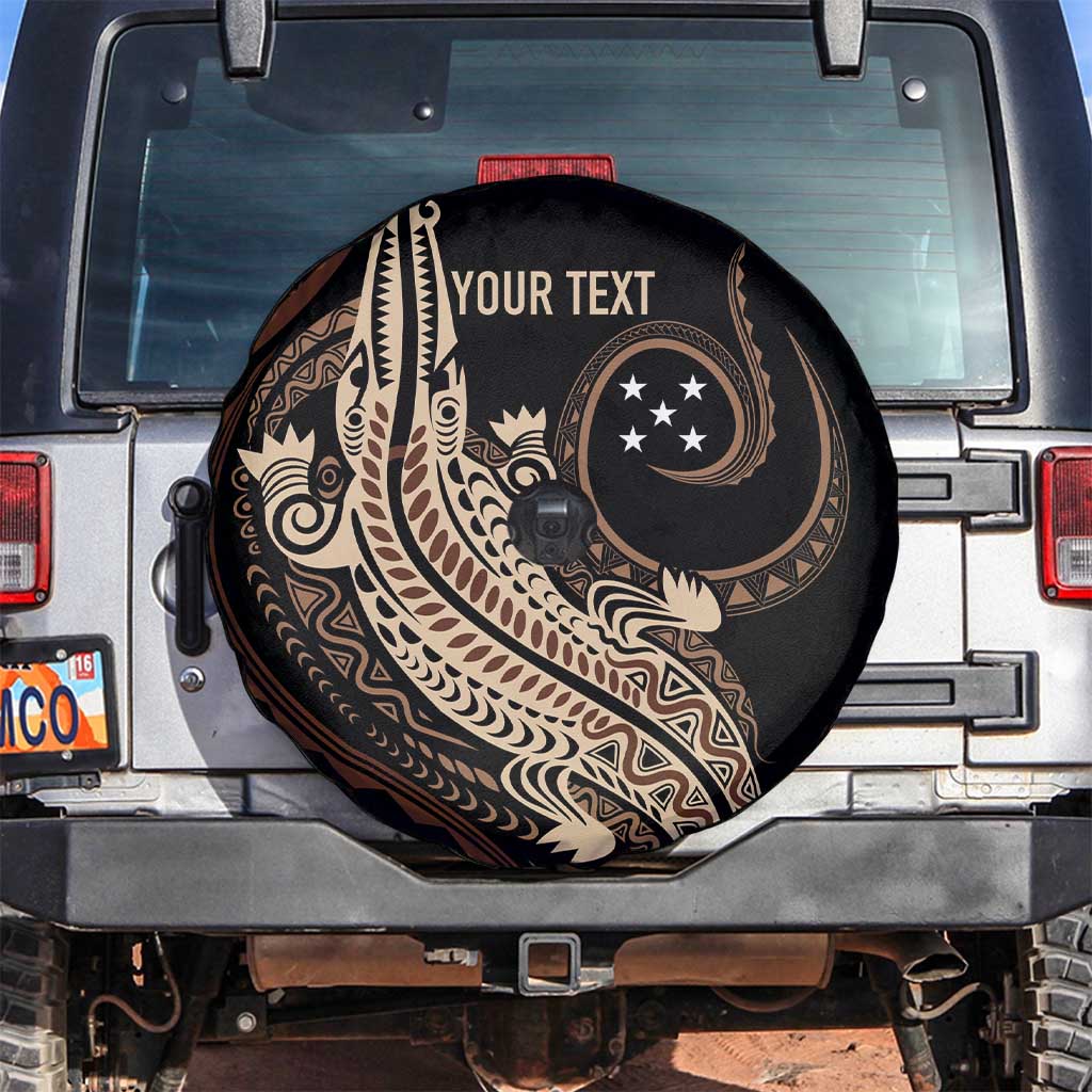 Personalized Solomon Islands Crocodile Spare Tire Cover Hapi Isles - Independence Anniversary LT7 Brown - Polynesian Pride