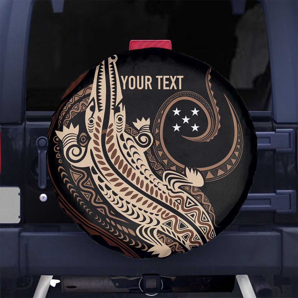 Personalized Solomon Islands Crocodile Spare Tire Cover Hapi Isles - Independence Anniversary LT7 No hole Brown - Polynesian Pride