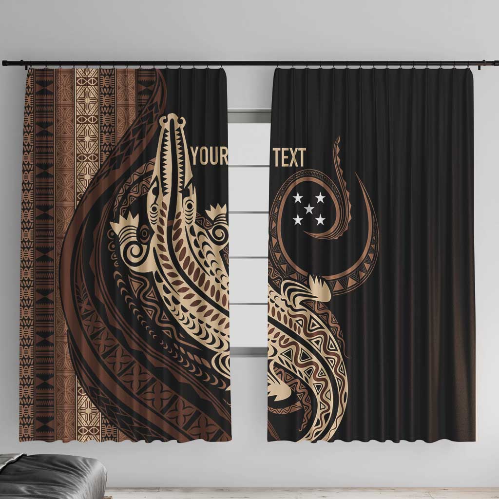 Personalized Solomon Islands Crocodile Window Curtain Hapi Isles - Independence Anniversary LT7 With Hooks Brown - Polynesian Pride