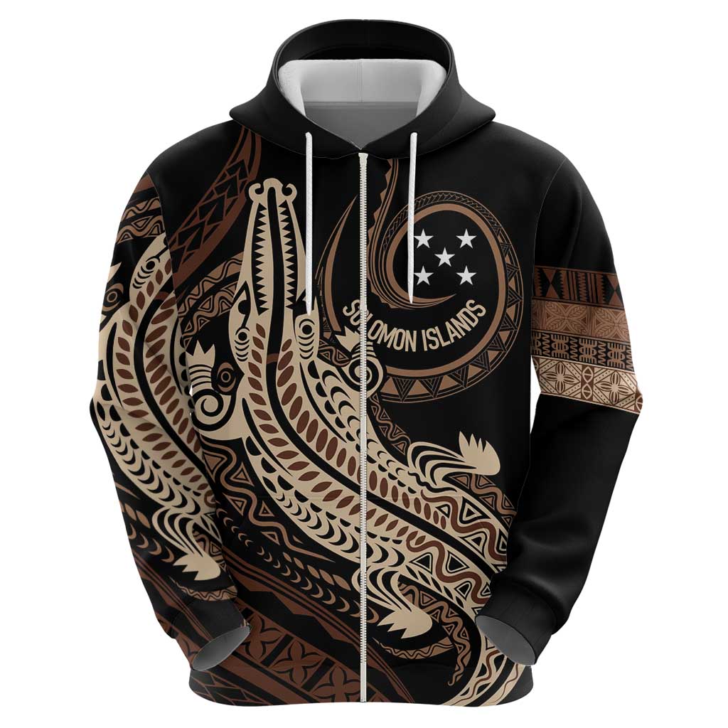 Personalized Solomon Islands Crocodile Zip Hoodie Hapi Isles - Independence Anniversary LT7 - Polynesian Pride