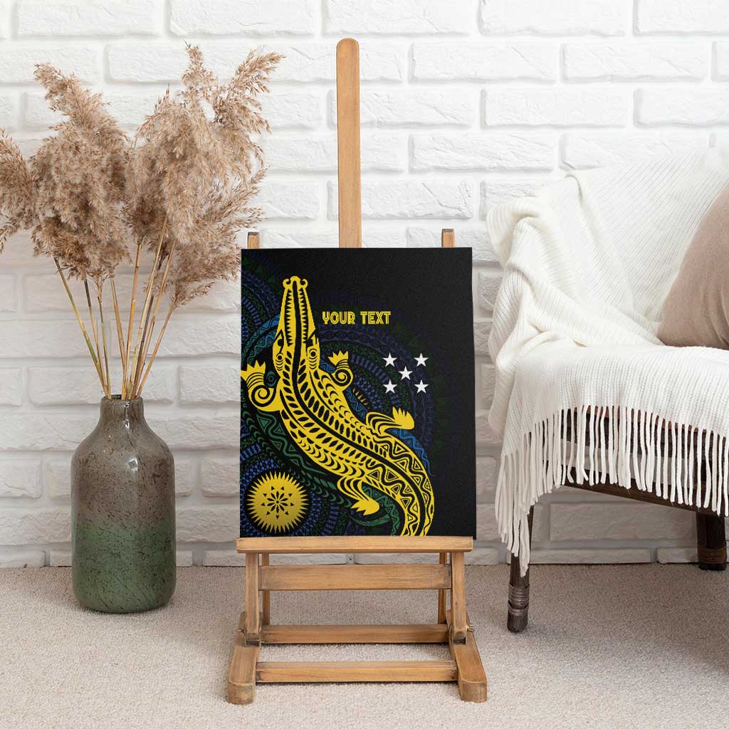 Personalized Solomon Islands Independence Anniversary Canvas Wall Art Crocodile Mix Tapa LT7 - Polynesian Pride