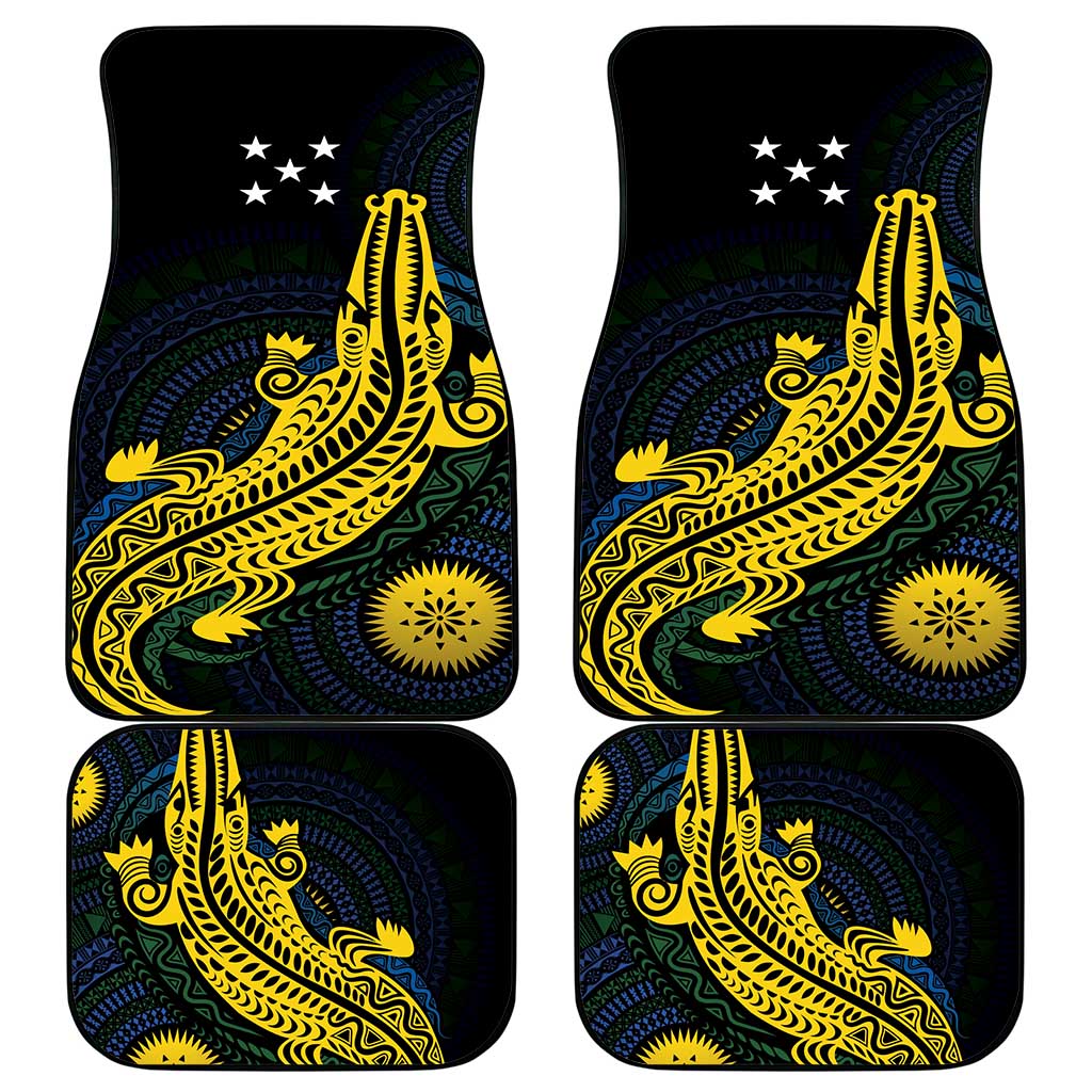 Personalized Solomon Islands Independence Anniversary Car Mats Crocodile Mix Tapa LT7 - Polynesian Pride