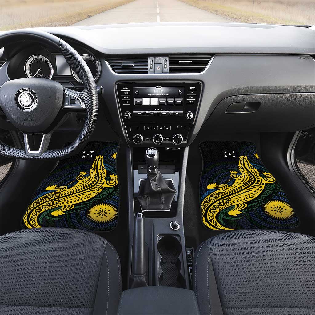 Personalized Solomon Islands Independence Anniversary Car Mats Crocodile Mix Tapa LT7 Set 2pcs - Front Colorful - Polynesian Pride