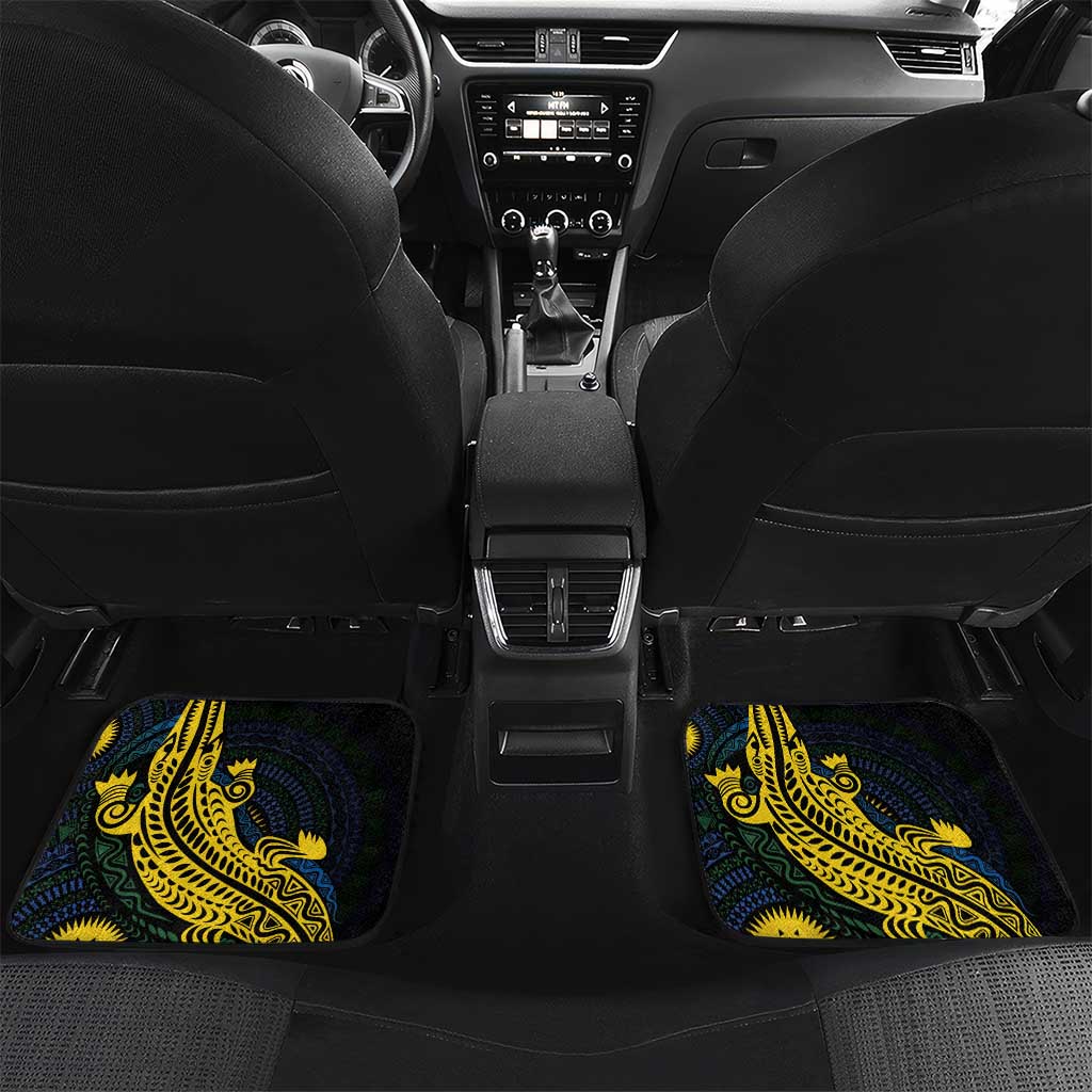 Personalized Solomon Islands Independence Anniversary Car Mats Crocodile Mix Tapa LT7 Set 2pcs - Back Colorful - Polynesian Pride