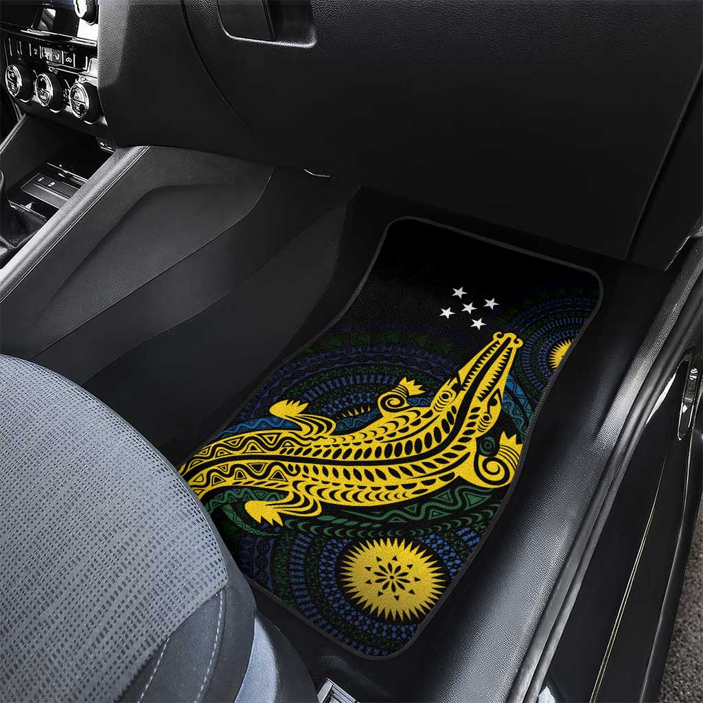 Personalized Solomon Islands Independence Anniversary Car Mats Crocodile Mix Tapa LT7 - Polynesian Pride