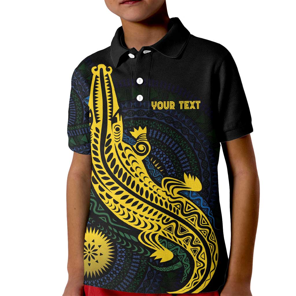 Personalized Solomon Islands Independence Anniversary Kid Polo Shirt Crocodile Mix Tapa LT7 Kid Colorful - Polynesian Pride