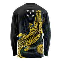 Personalized Solomon Islands Independence Anniversary Long Sleeve Shirt Crocodile Mix Tapa LT7 - Polynesian Pride