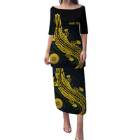 Personalized Solomon Islands Independence Anniversary Puletasi Crocodile Mix Tapa LT7 Long Dress Colorful - Polynesian Pride