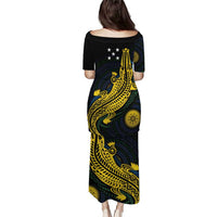 Personalized Solomon Islands Independence Anniversary Puletasi Crocodile Mix Tapa LT7 - Polynesian Pride