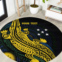 Personalized Solomon Islands Independence Anniversary Round Carpet Crocodile Mix Tapa LT7 Colorful - Polynesian Pride