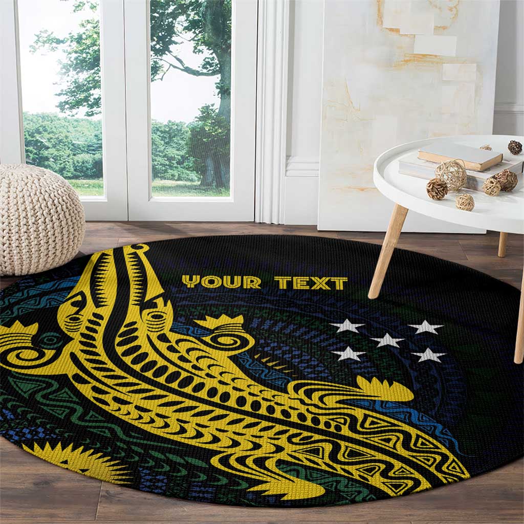 Personalized Solomon Islands Independence Anniversary Round Carpet Crocodile Mix Tapa LT7 - Polynesian Pride