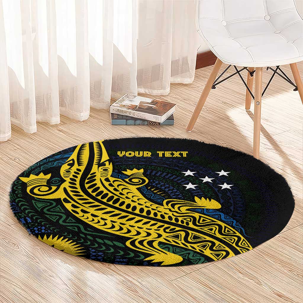 Personalized Solomon Islands Independence Anniversary Round Carpet Crocodile Mix Tapa LT7 - Polynesian Pride