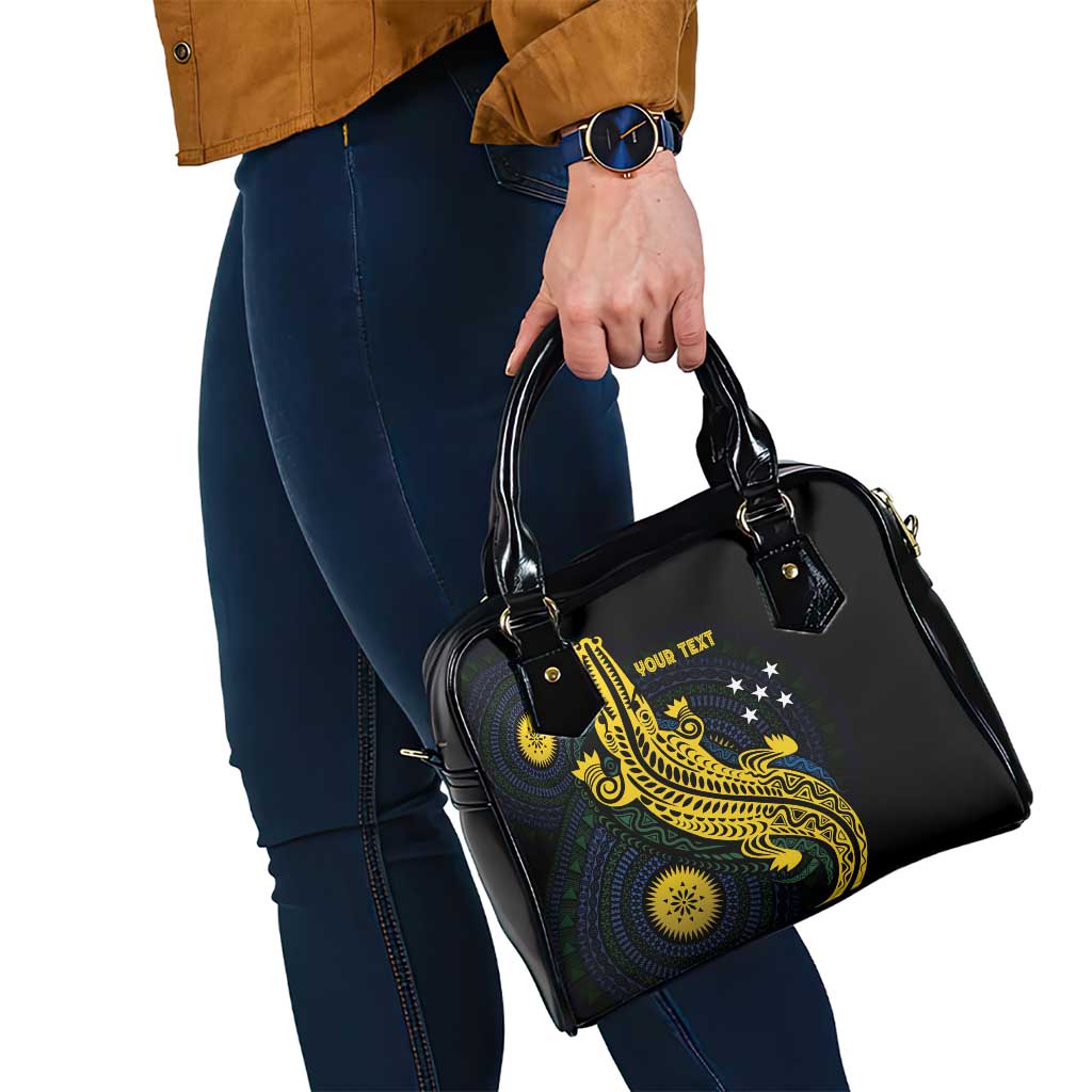 Personalized Solomon Islands Independence Anniversary Shoulder Handbag Crocodile Mix Tapa LT7 - Polynesian Pride