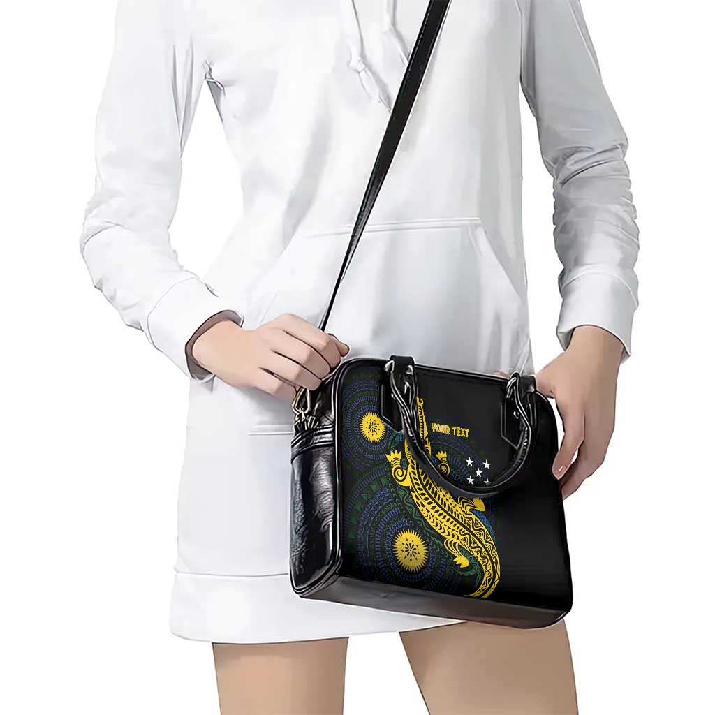 Personalized Solomon Islands Independence Anniversary Shoulder Handbag Crocodile Mix Tapa LT7 - Polynesian Pride